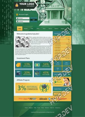 goldcoders hyip template no. 143, home page screenshot