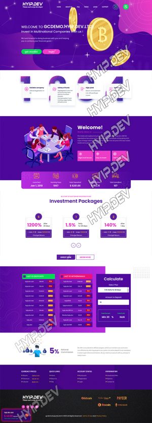 goldcoders hyip template no. 148, home page screenshot