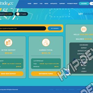 goldcoders hyip template no. 149, account page screenshot