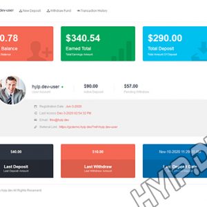 goldcoders hyip template no. 150, account page screenshot