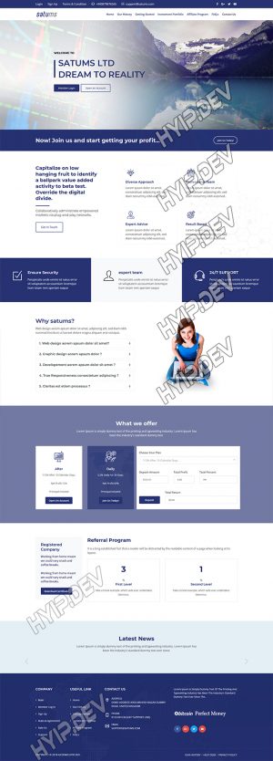 goldcoders hyip template no. 150, home page screenshot