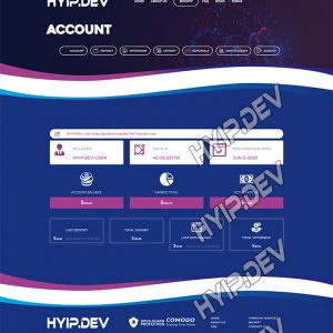 goldcoders hyip template no. 151, account page screenshot