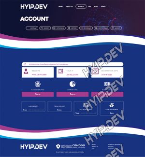 goldcoders hyip template no. 151, account page screenshot