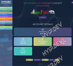 goldcoders hyip template no. 152, account page screenshot