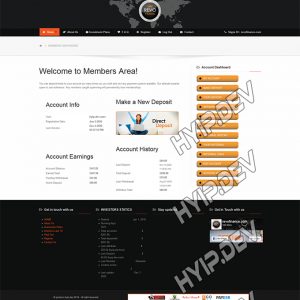 goldcoders hyip template no. 154, account page screenshot