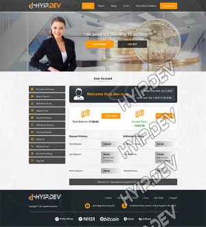goldcoders hyip template no. 155, account page screenshot