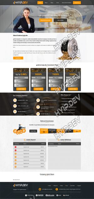 goldcoders hyip template no. 155, home page screenshot