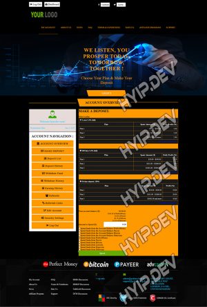 goldcoders hyip template no. 157, deposit page screenshot