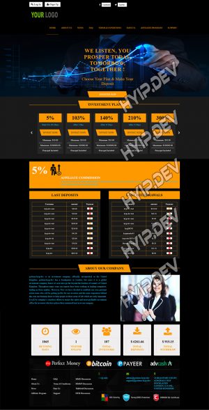 goldcoders hyip template no. 157, home page screenshot