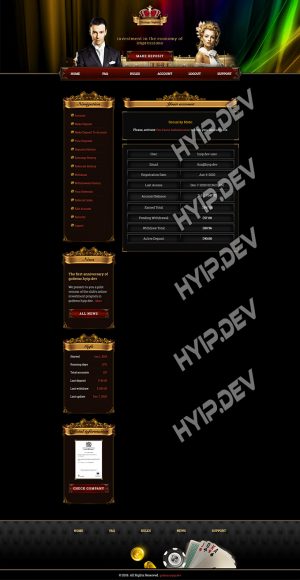 goldcoders hyip template no. 158, account page screenshot