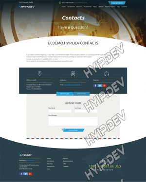 goldcoders hyip template no. 159, support page screenshot