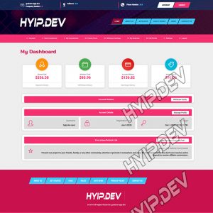goldcoders hyip template no. 161, account page screenshot