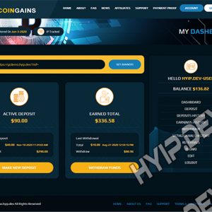 goldcoders hyip template no. 163, account page screenshot