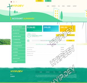 goldcoders hyip template no. 165, account page screenshot