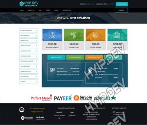 goldcoders hyip template no. 167, account page screenshot