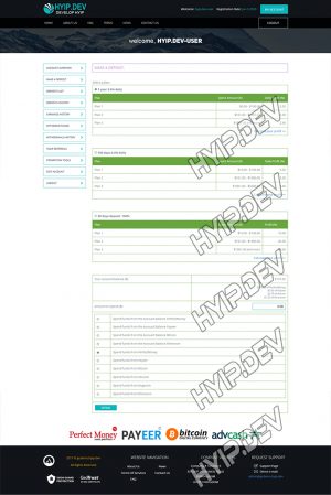 goldcoders hyip template no. 167, deposit page screenshot