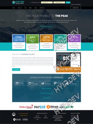 goldcoders hyip template no. 167, home page screenshot