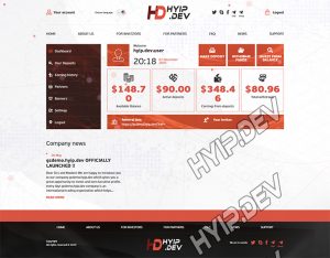goldcoders hyip template no. 168, account page screenshot
