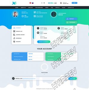 goldcoders hyip template no. 169, account page screenshot