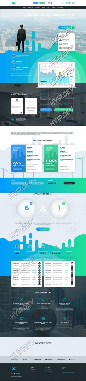 goldcoders hyip template no. 169, home page screenshot