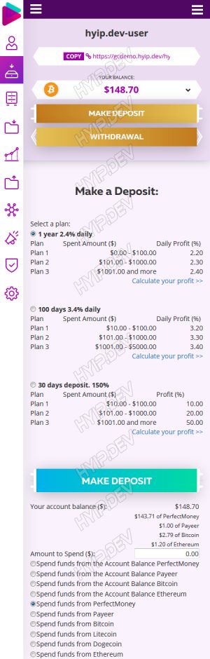 goldcoders hyip template no. 172, mobile page screenshot
