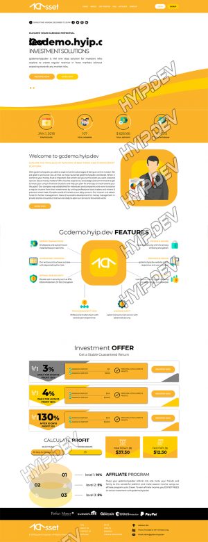 goldcoders hyip template no. 174, home page screenshot