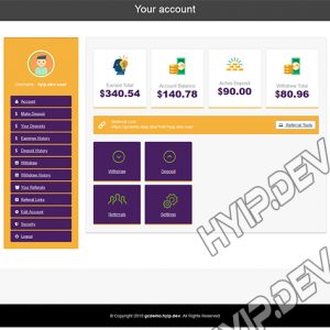 goldcoders hyip template no. 175, account page screenshot