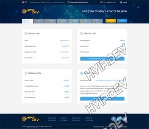 goldcoders hyip template no. 177, account page screenshot