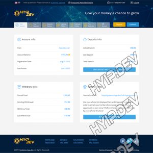 goldcoders hyip template no. 177, account page screenshot
