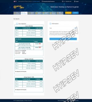goldcoders hyip template no. 177, deposit page screenshot