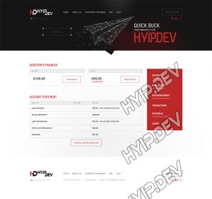 goldcoders hyip template no. 178, account page screenshot