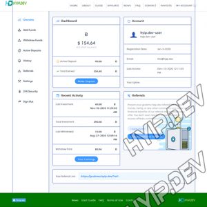 goldcoders hyip template no. 179, account page screenshot