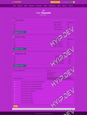 goldcoders hyip template no. 180, deposit page screenshot