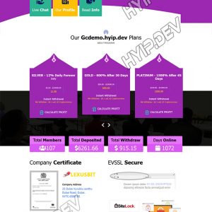 goldcoders hyip template no. 180, home page screenshot