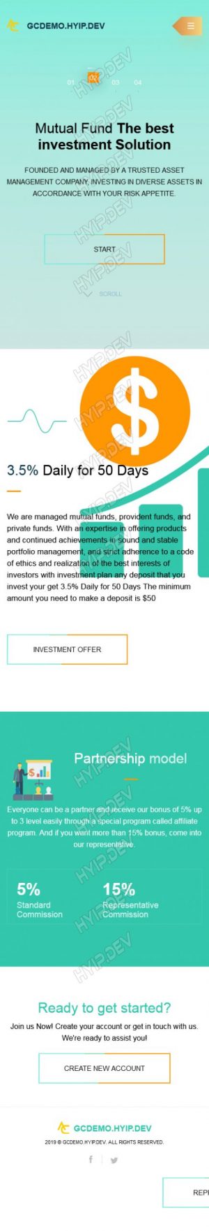 goldcoders hyip template no. 181, mobile page screenshot