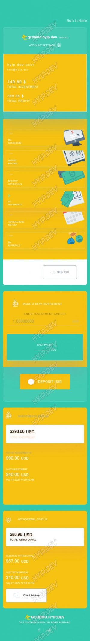 goldcoders hyip template no. 181, responsive page screenshot