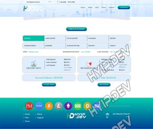 goldcoders hyip template no. 184, account page screenshot