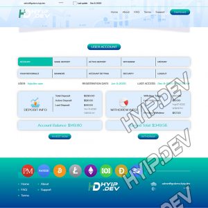 goldcoders hyip template no. 184, account page screenshot