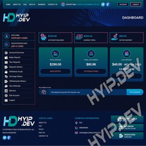 goldcoders hyip template no. 186, account page screenshot