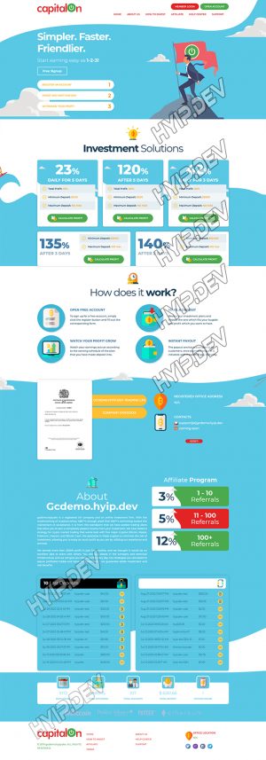 goldcoders hyip template no. 187, home page screenshot