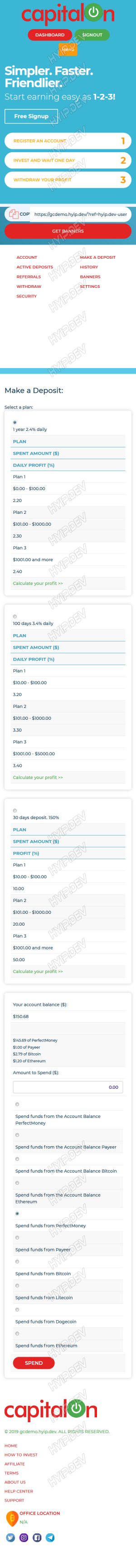 goldcoders hyip template no. 187, mobile page screenshot