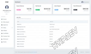 goldcoders hyip template no. 188, account page screenshot
