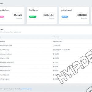 goldcoders hyip template no. 188, account page screenshot