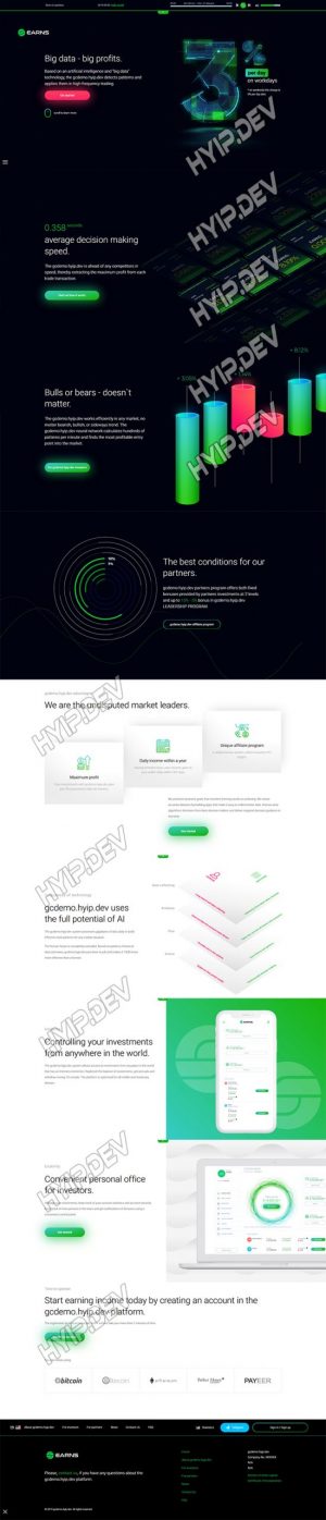 goldcoders hyip template no. 190, home page screenshot